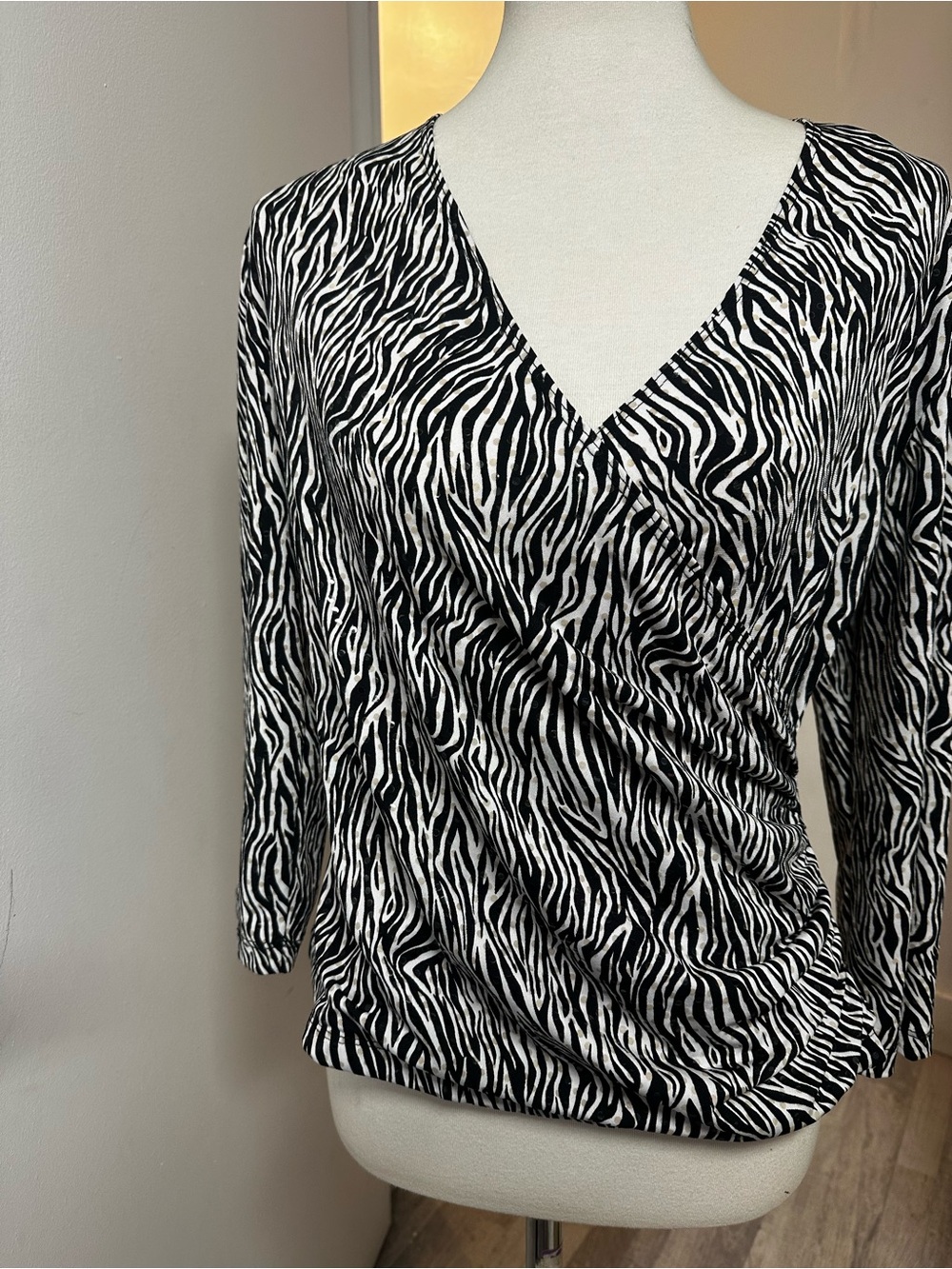 Women’s Black & White Zebra Print Wrap Top